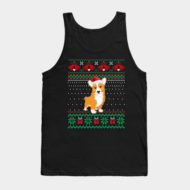 Corgi Dog Lover Ugly Christmas Sweater Xmas Gift For Family Tank Top by Maccita